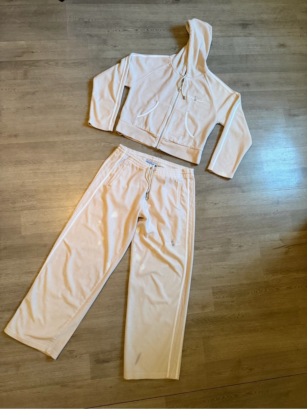 Baby Phat Light Pink Cropped Zip Hoodie & Drawstring Pants Set